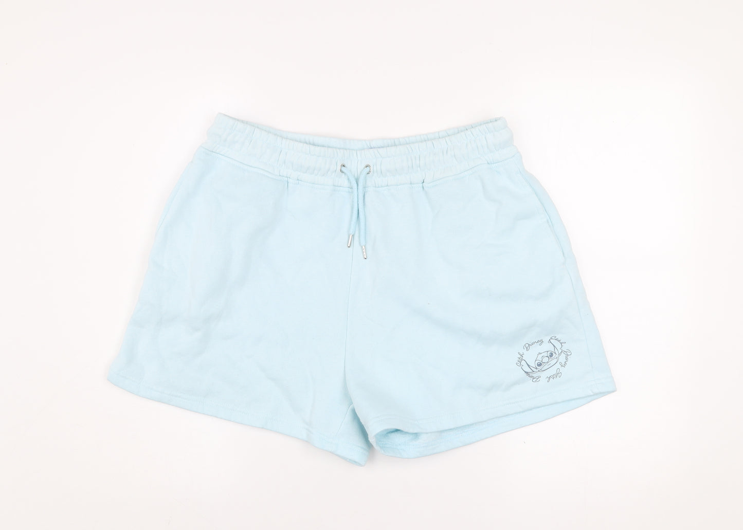 Disney Women Blue L Sweat Shorts Regular Fit Lightweight Activewear