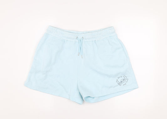 Disney Women Blue L Sweat Shorts Regular Fit Lightweight Activewear