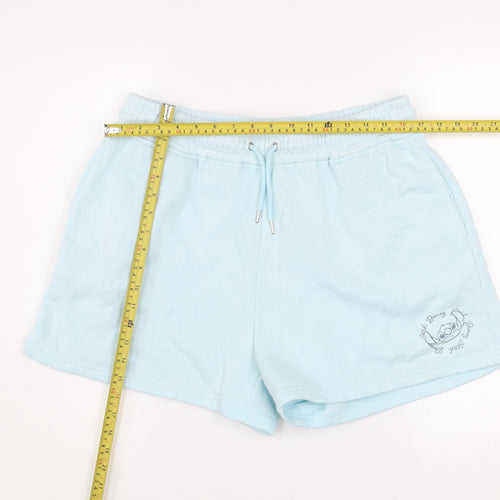 Disney Women Blue L Sweat Shorts Regular Fit Lightweight Activewear