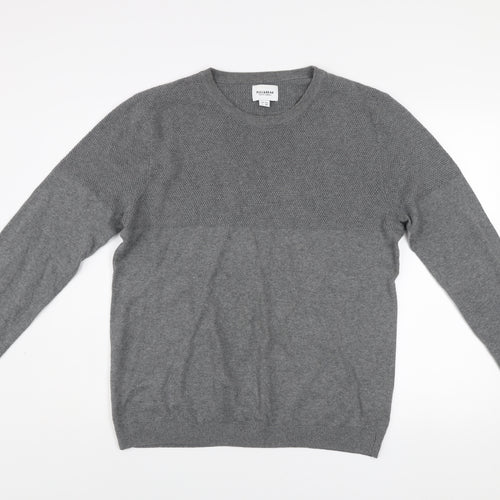 Pull & Bear Men's Grey Cotton Crew Neck Jumper Size L