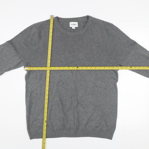 Pull & Bear Men's Grey Cotton Crew Neck Jumper Size L