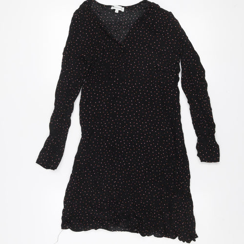 Warehouse Women Black Polka Dot Viscose Shift Dress Size 12