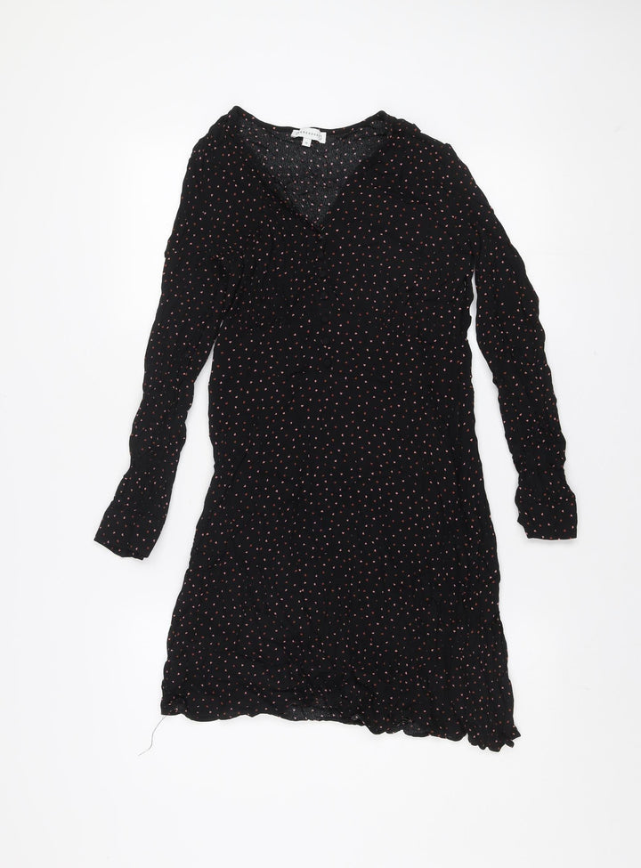 Warehouse Women Black Polka Dot Viscose Shift Dress Size 12
