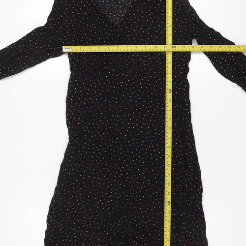 Warehouse Women Black Polka Dot Viscose Shift Dress Size 12