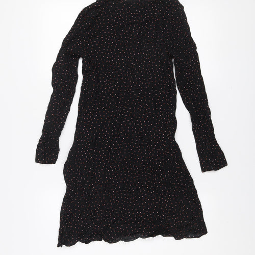 Warehouse Women Black Polka Dot Viscose Shift Dress Size 12