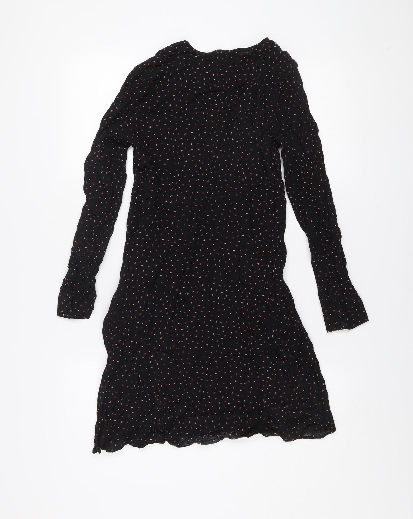 Warehouse Women Black Polka Dot Viscose Shift Dress Size 12