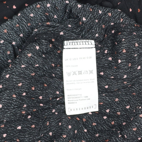 Warehouse Women Black Polka Dot Viscose Shift Dress Size 12