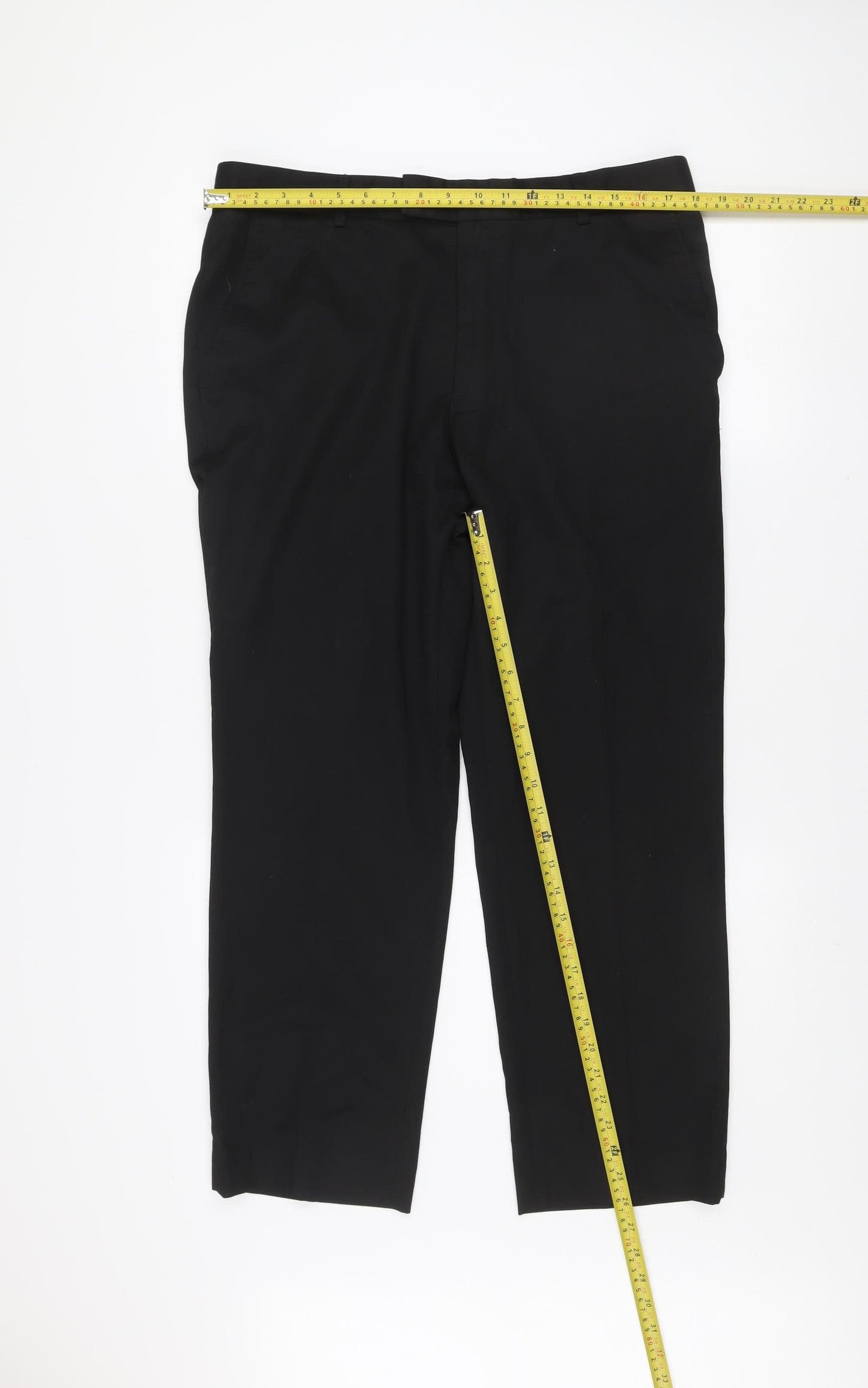 F&F Womens Black Formal Straight Leg Trousers Size 36 Regular