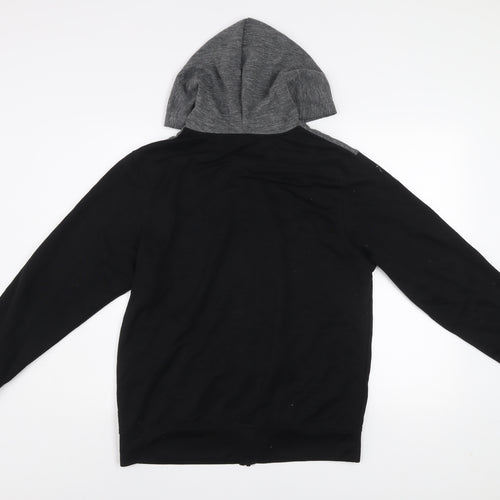 Jack & Jones Mens Black Grey Hooded Full Zip Jacket Size L