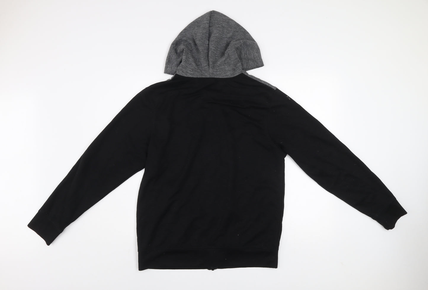 Jack & Jones Mens Black Grey Hooded Full Zip Jacket Size L