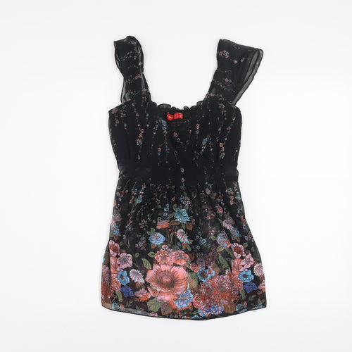 Influence Women’s Black Floral Chiffon Tunic Blouse Size M