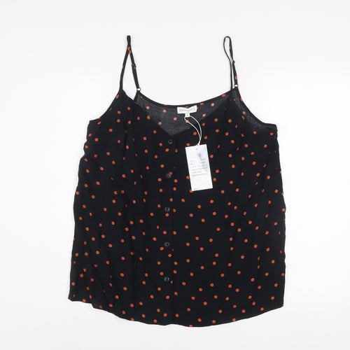 Warehouse Women’s Black Polka Dot Viscose Camisole Tank Top Size 16