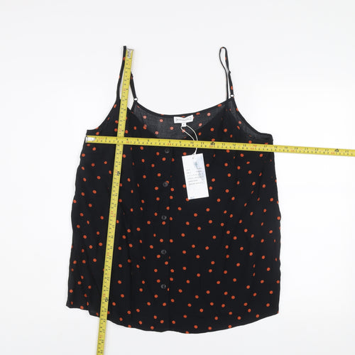 Warehouse Women’s Black Polka Dot Viscose Camisole Tank Top Size 16
