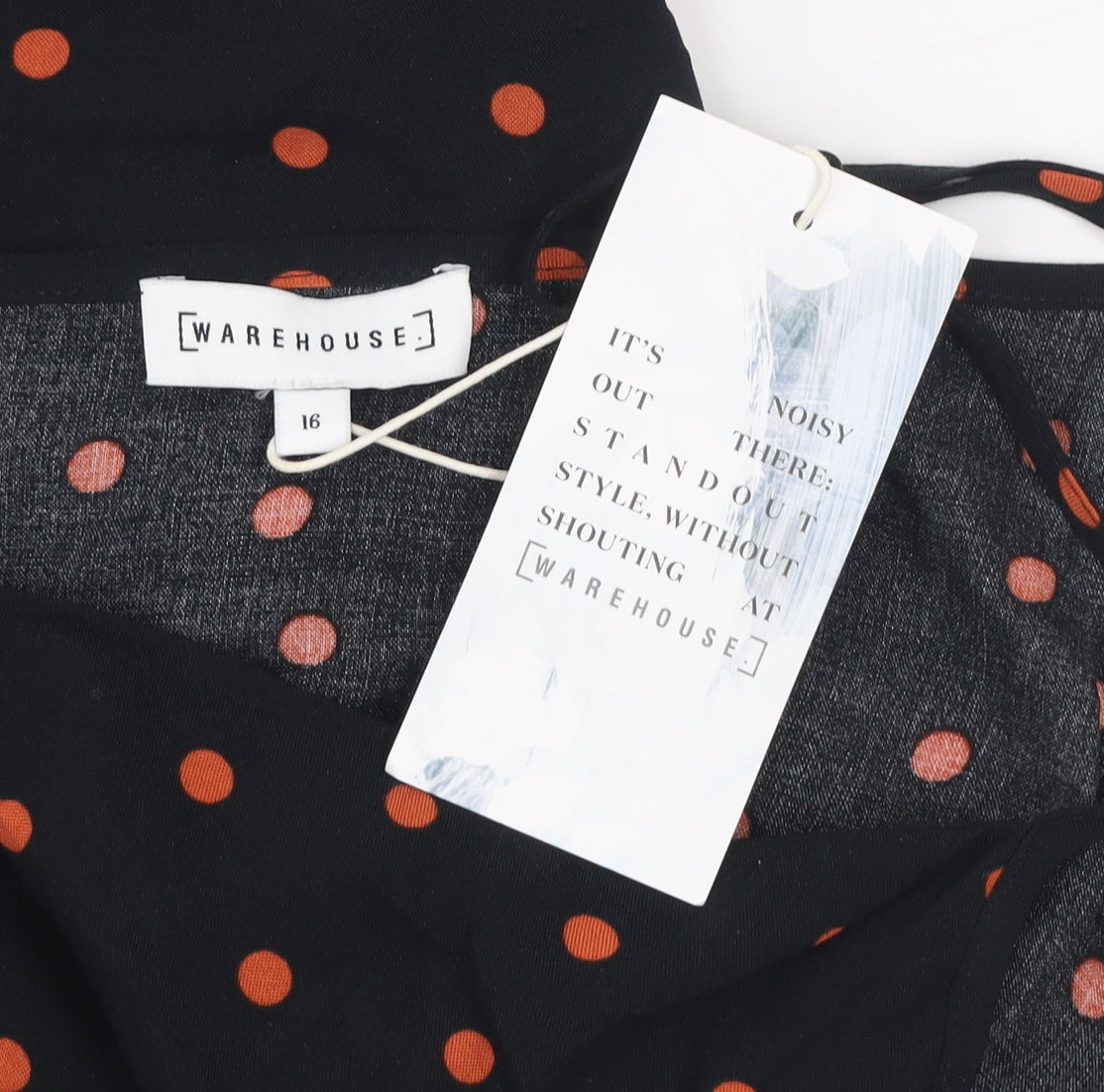 Warehouse Women’s Black Polka Dot Viscose Camisole Tank Top Size 16