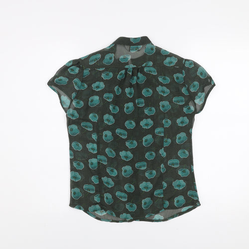 Atmosphere Women Green Floral Ruffle Chiffon Blouse Size 12