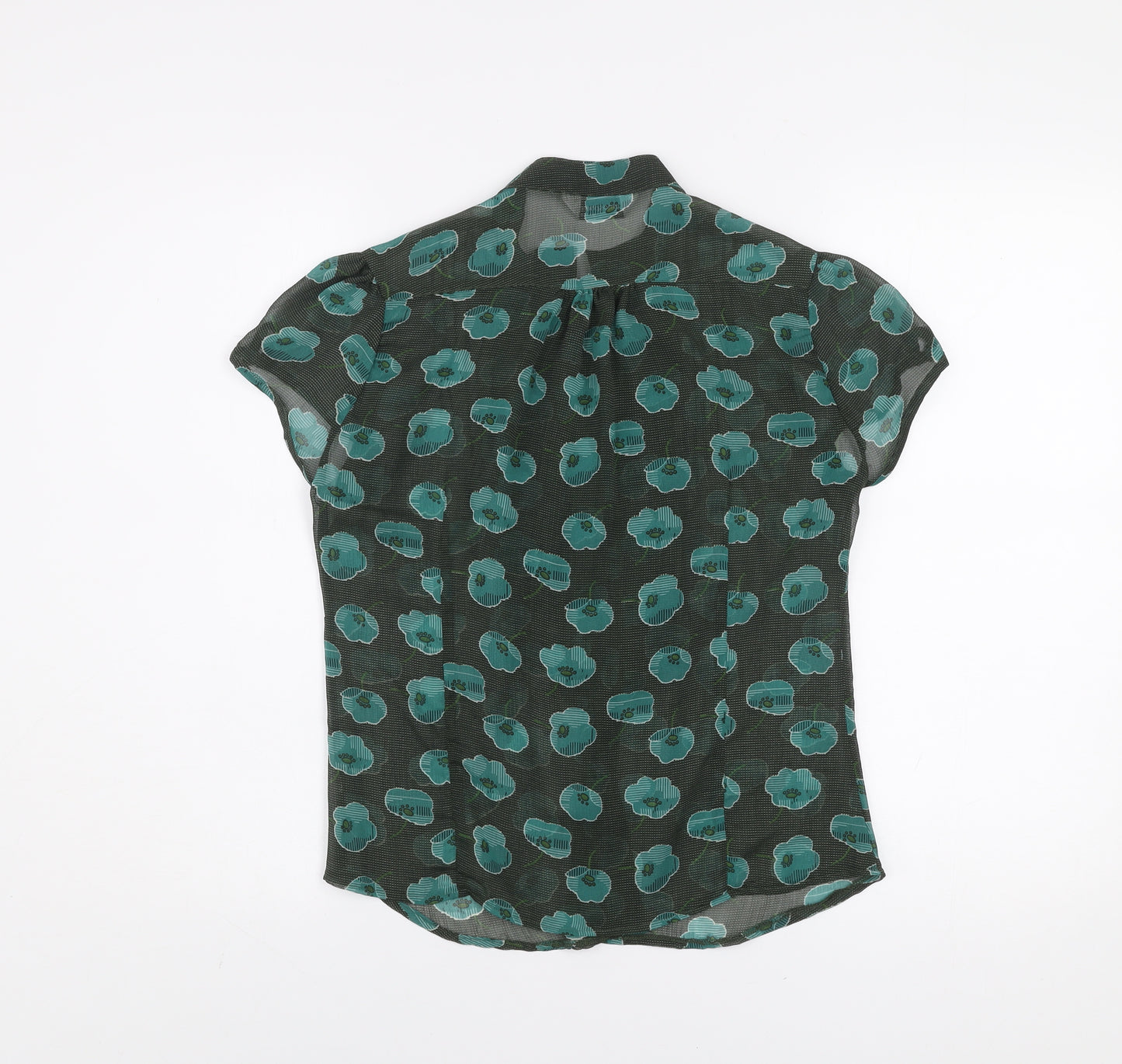 Atmosphere Women Green Floral Ruffle Chiffon Blouse Size 12