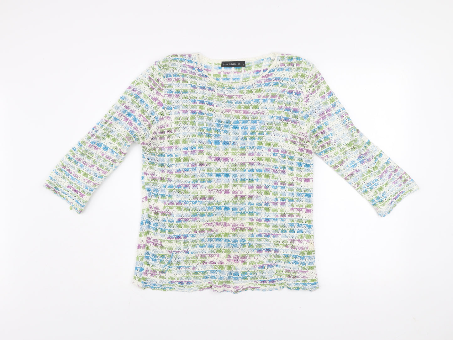 Just Elegance Women’s Multicoloured Open-Knit Pullover Jumper S