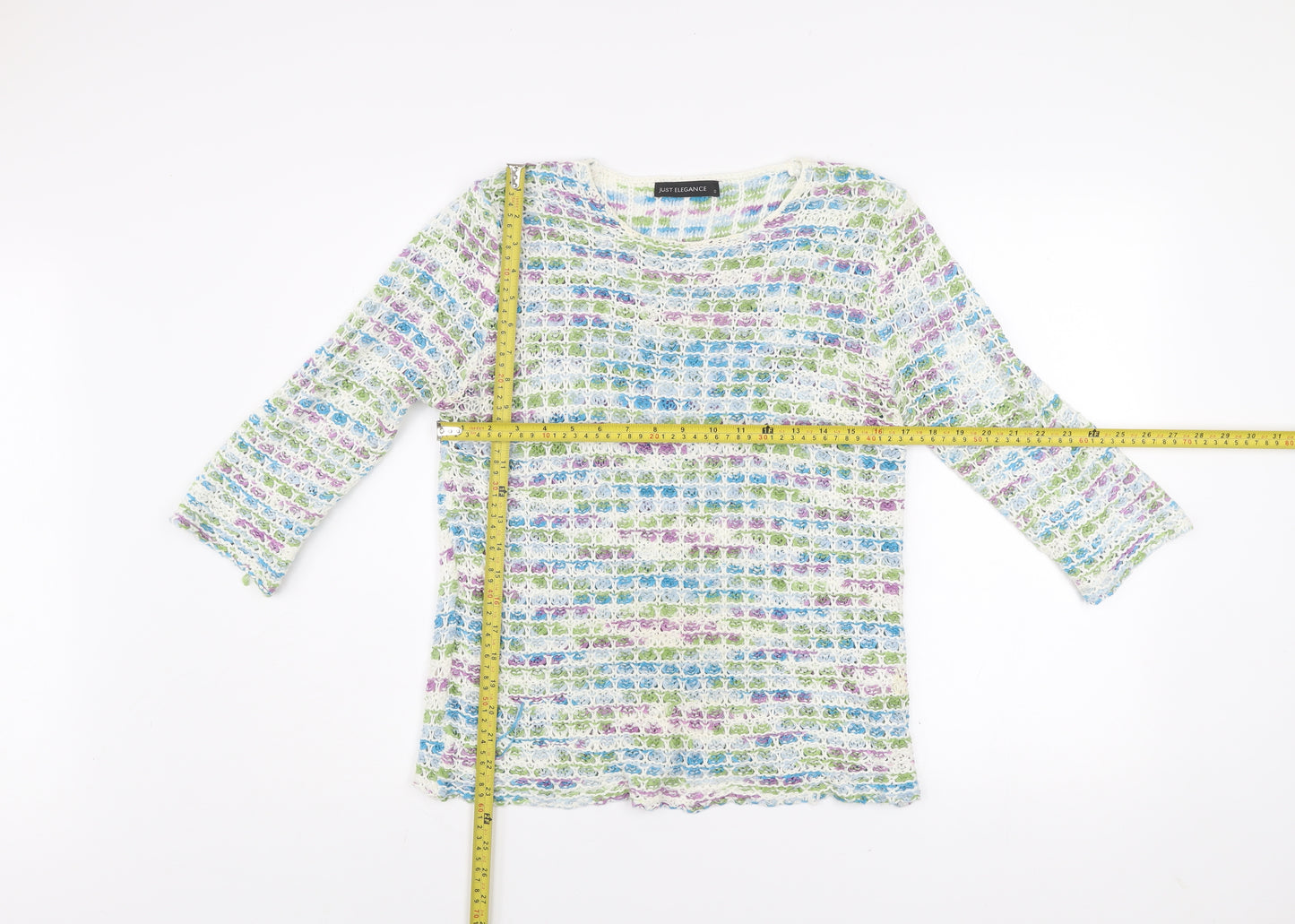 Just Elegance Women’s Multicoloured Open-Knit Pullover Jumper S