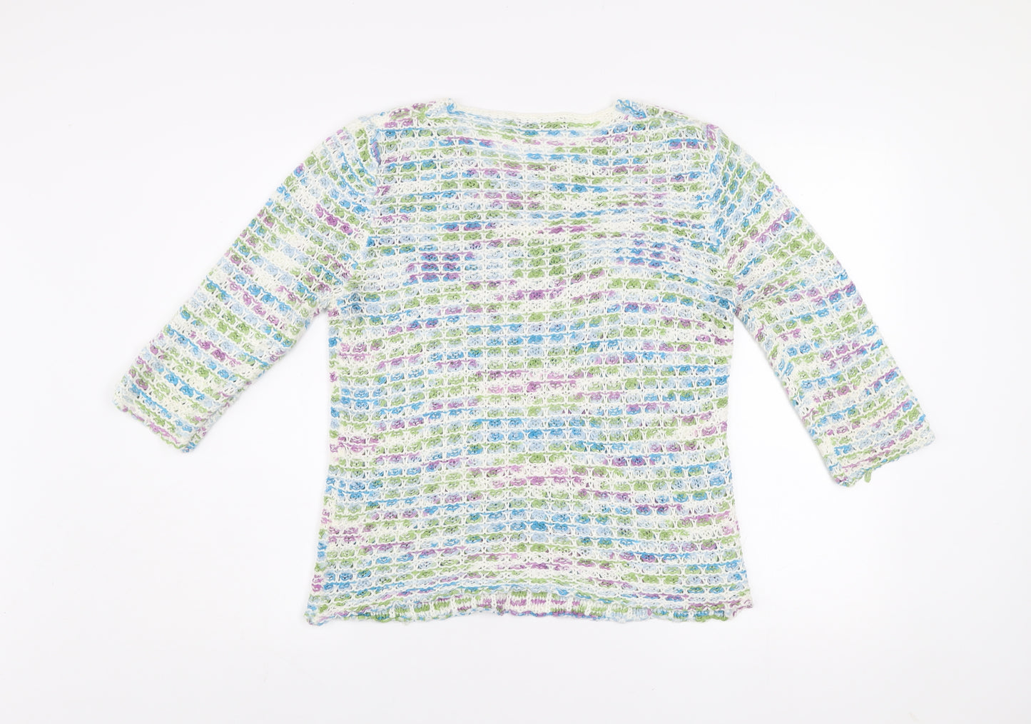 Just Elegance Women’s Multicoloured Open-Knit Pullover Jumper S