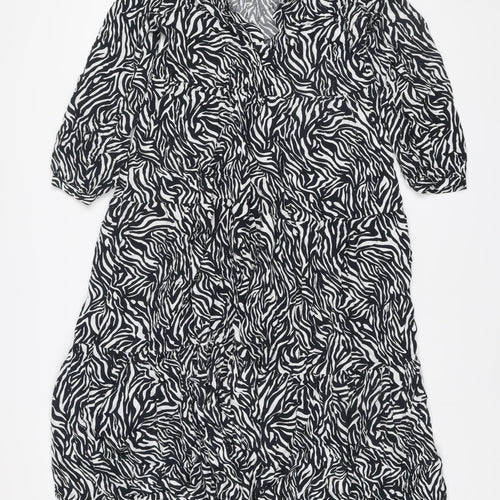 GOA Women’s Black Zebra Print Midi A-Line Dress Size M