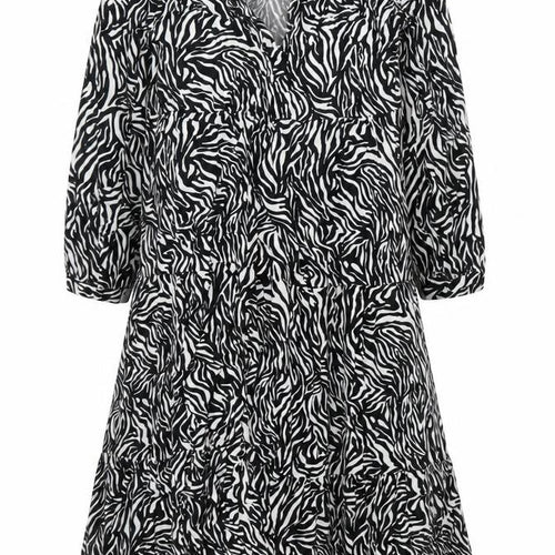 GOA Women’s Black Zebra Print Midi A-Line Dress Size M