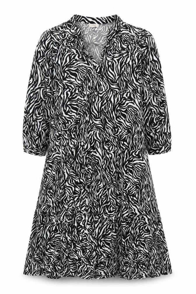 GOA Women’s Black Zebra Print Midi A-Line Dress Size M