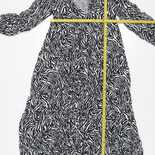GOA Women’s Black Zebra Print Midi A-Line Dress Size M