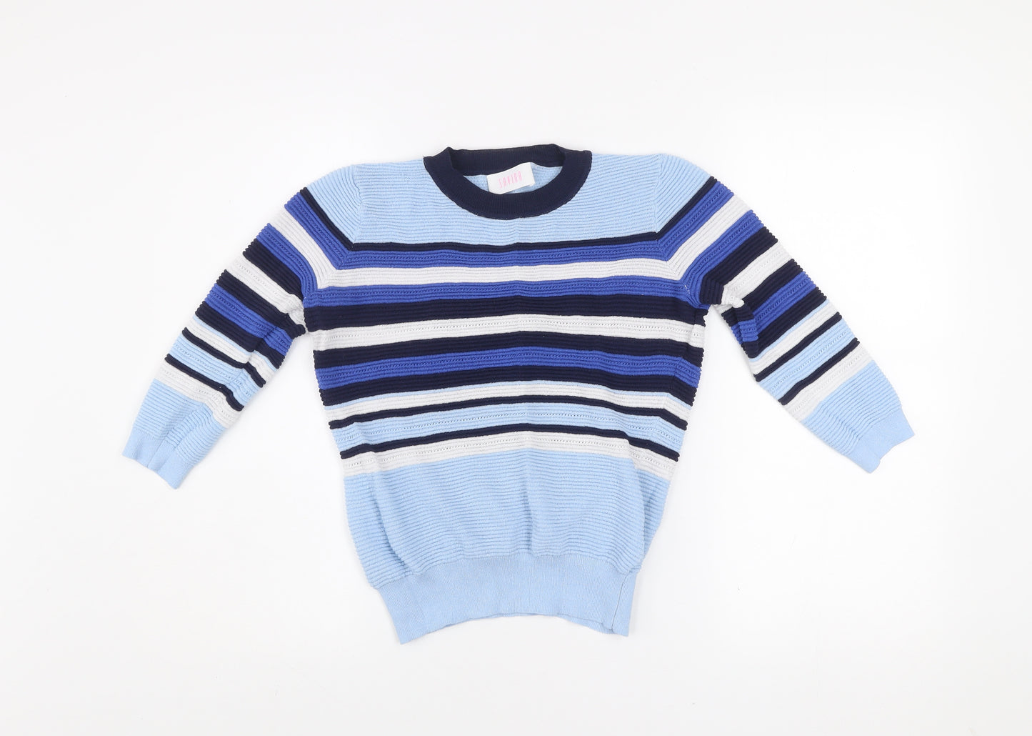 Savida Women's Blue Striped Crew Neck Pullover Jumper Size 12
