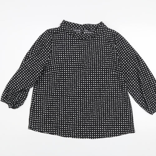 Dunnes Women's Black Polka Dot Long Sleeve Blouse Size 14