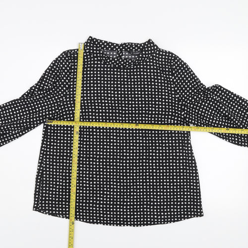 Dunnes Women's Black Polka Dot Long Sleeve Blouse Size 14