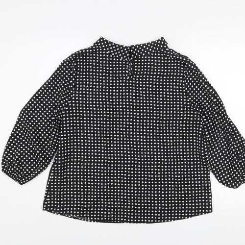 Dunnes Women's Black Polka Dot Long Sleeve Blouse Size 14