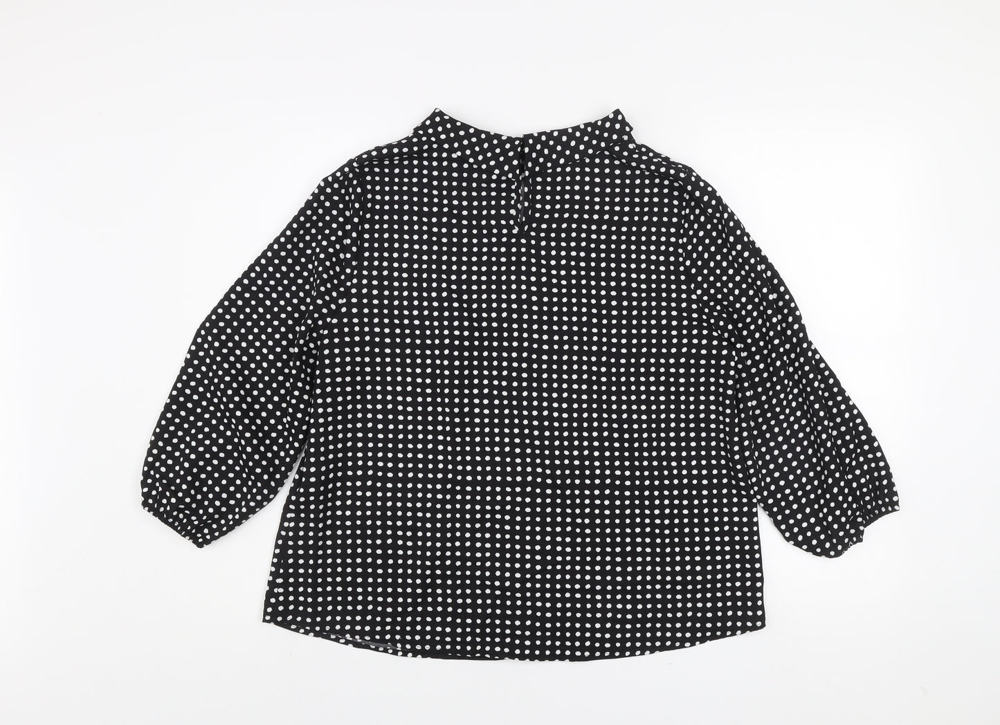 Dunnes Women's Black Polka Dot Long Sleeve Blouse Size 14
