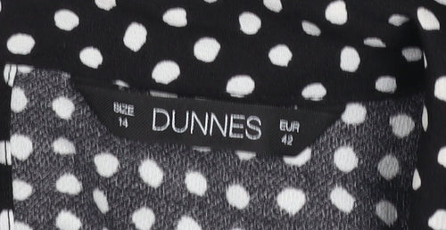 Dunnes Women's Black Polka Dot Long Sleeve Blouse Size 14