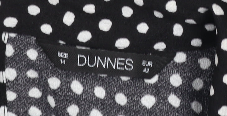 Dunnes Women's Black Polka Dot Long Sleeve Blouse Size 14