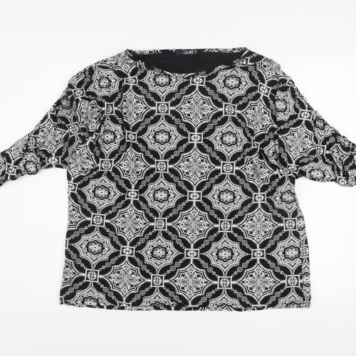 QUIZ Women's Black White Geometric Tunic Blouse Size 16