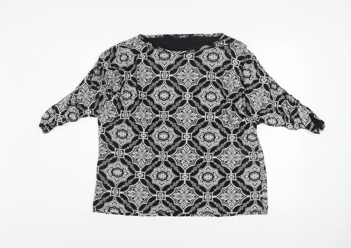 QUIZ Women's Black White Geometric Tunic Blouse Size 16