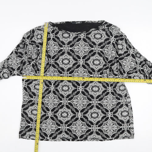 QUIZ Women's Black White Geometric Tunic Blouse Size 16