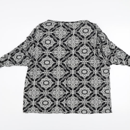 QUIZ Women's Black White Geometric Tunic Blouse Size 16