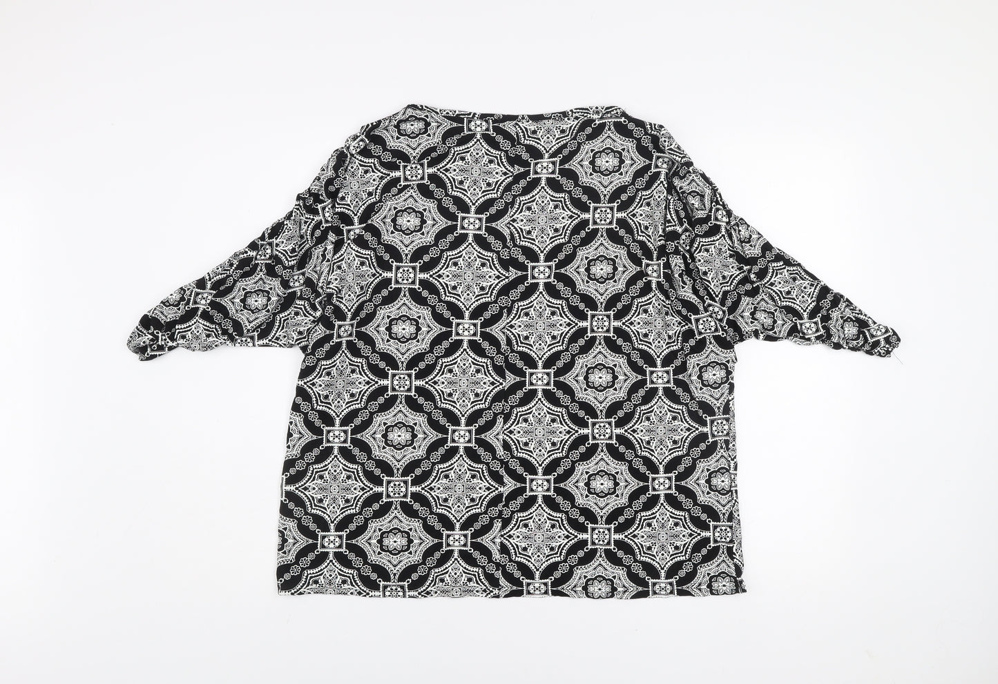 QUIZ Women's Black White Geometric Tunic Blouse Size 16