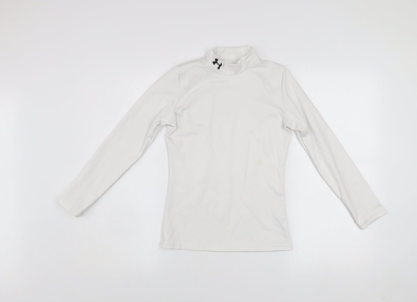 Under Armour Boys White Long Sleeve Mock Neck ColdGear Top L