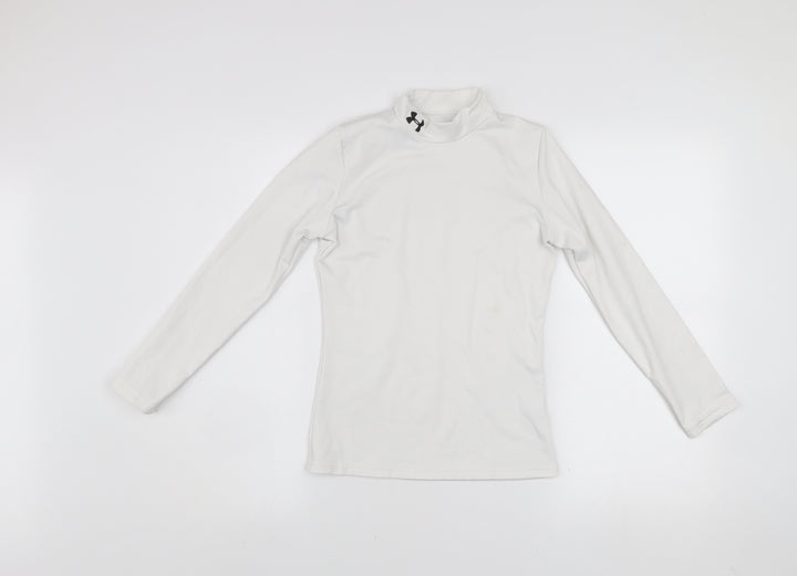 Under Armour Boys White Long Sleeve Mock Neck ColdGear Top L