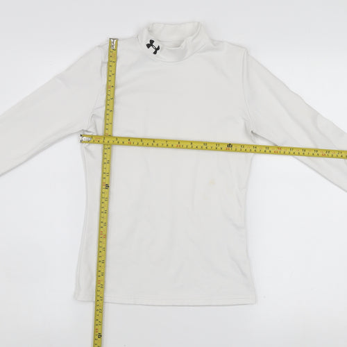 Under Armour Boys White Long Sleeve Mock Neck ColdGear Top L