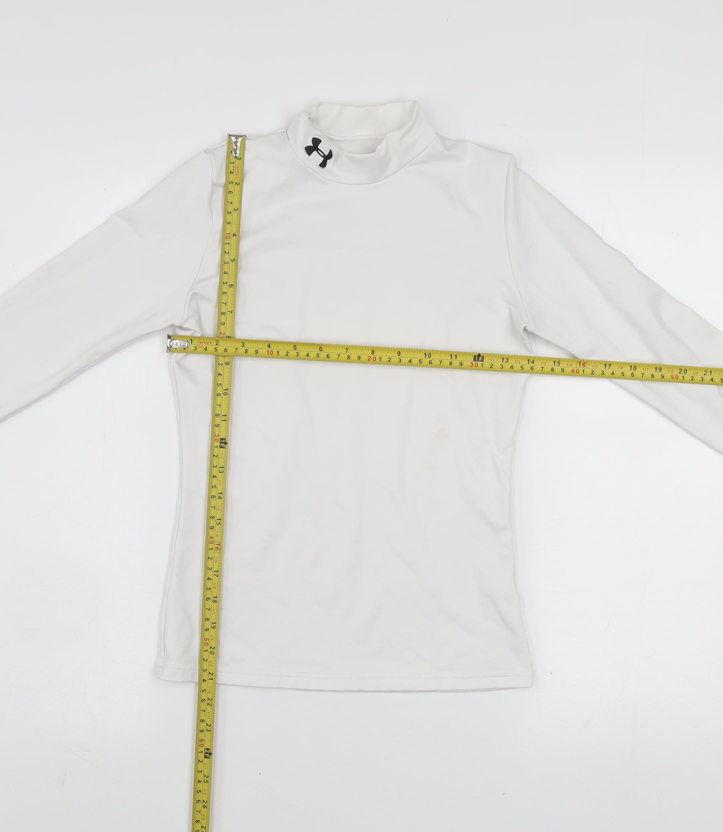Under Armour Boys White Long Sleeve Mock Neck ColdGear Top L