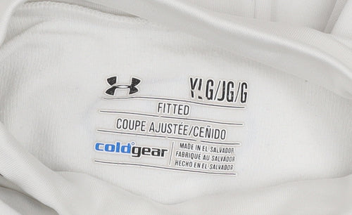 Under Armour Boys White Long Sleeve Mock Neck ColdGear Top L