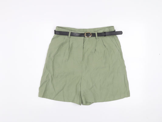 Gallery Women Green Paperbag Shorts Belted Pleated Size 12