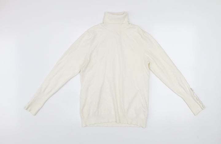 Savida Womens Ivory Roll Neck Knit Jumper Size 12