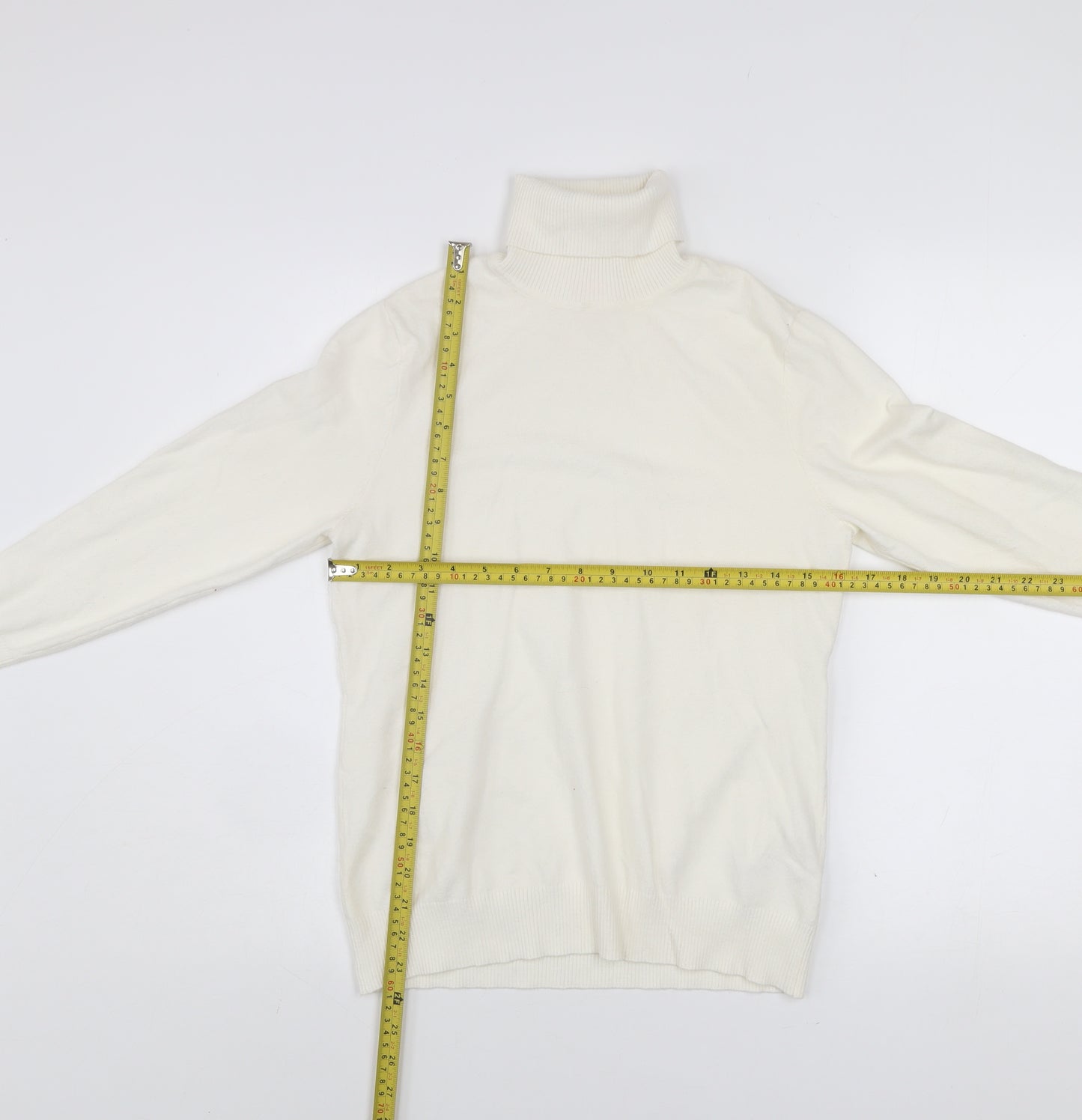 Savida Womens Ivory Roll Neck Knit Jumper Size 12