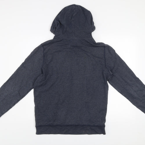 Hollister Men Blue Pullover Hoodie M Logo Graphic Cotton Blend