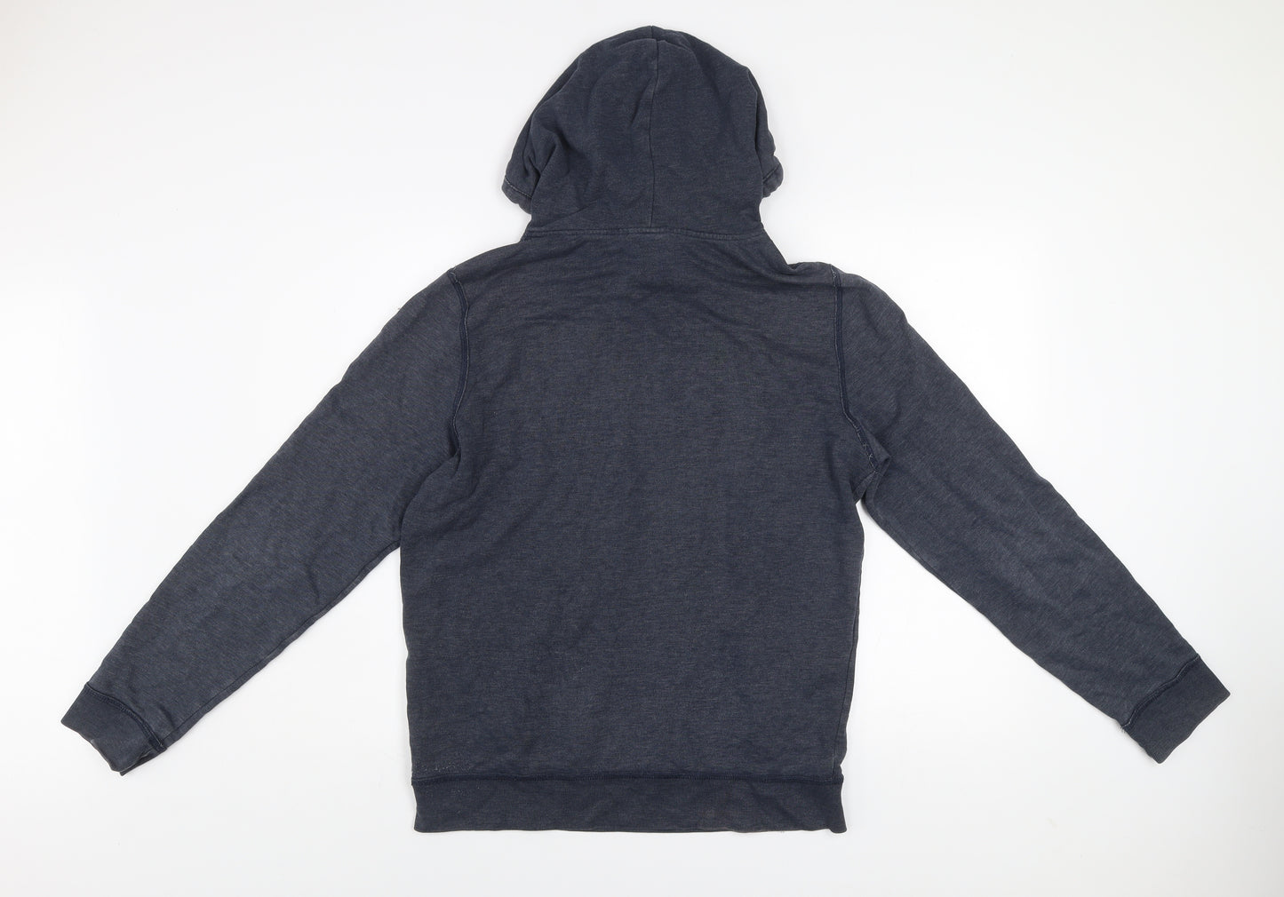 Hollister Men Blue Pullover Hoodie M Logo Graphic Cotton Blend