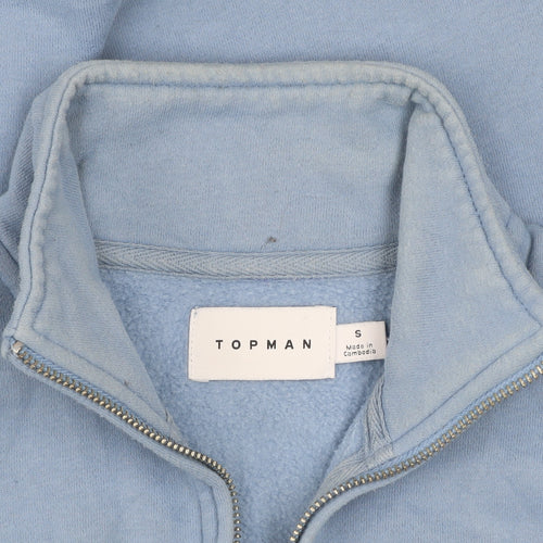 Topman Men’s Blue 1/2 Zip Fleece Sweatshirt Size S Regular Fit